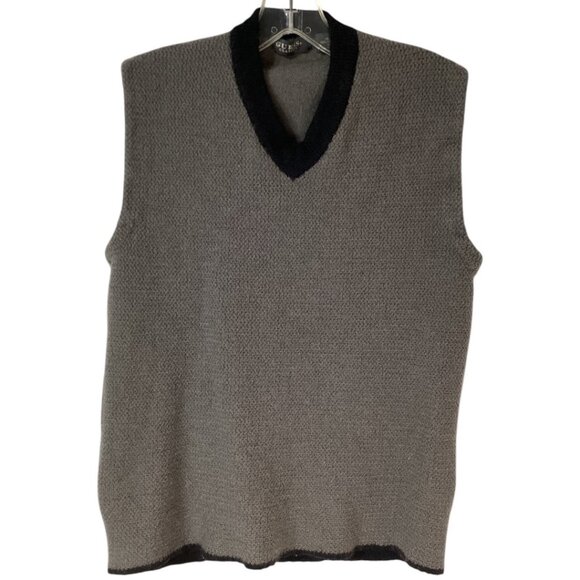 Guess Classics Other - Vintage Guess Classics Gray & Black Merino Wool‎ V-Neck Sweater Vest - Men's XL